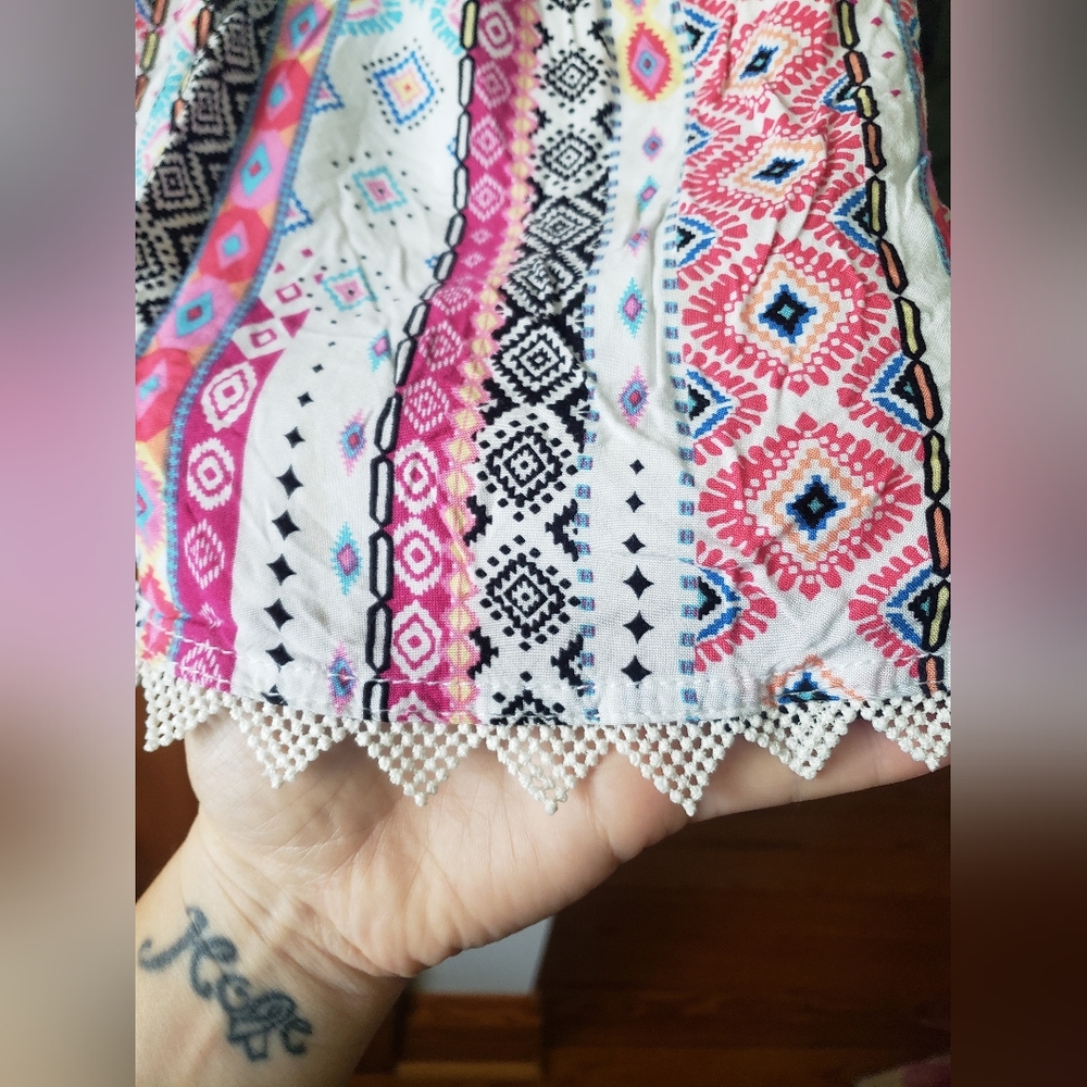 Jordache Denim and Colorful Patterned Kids Overall Bib Dress 7-8 - Picture 6 of 11